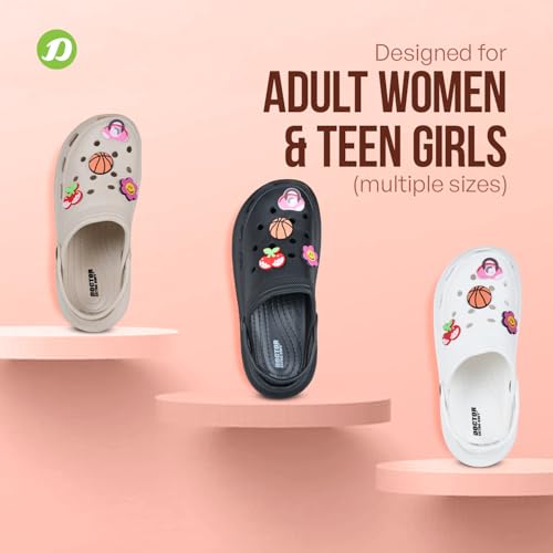 Image of DOCTOR EXTRA SOFT Women's Premium Extra Comfortable Clogs /Sandals with Cute Charms & Adjustable Back Strap for Adult| Lightweight Stylish & Anti-Skid| Waterproof Everyday Use Mules Girls /Ladies D-538