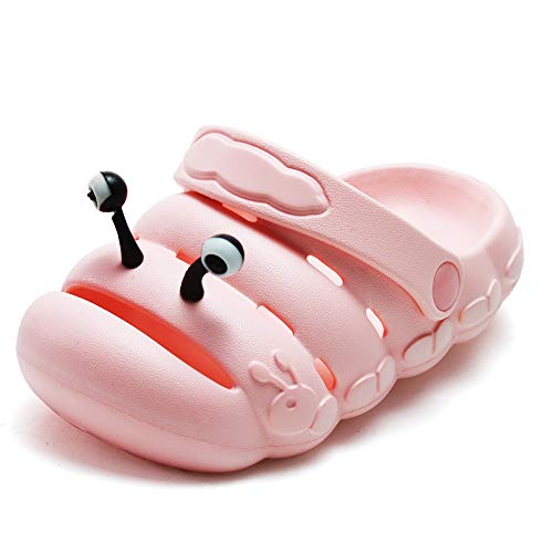 DIQUEQI Toddler Sandals Baby Boys Girls Cute Cartoon Clogs Caterpillar Slippers Slip On Indoor Outdoor Water Shower Beach Pool Shoes Pink