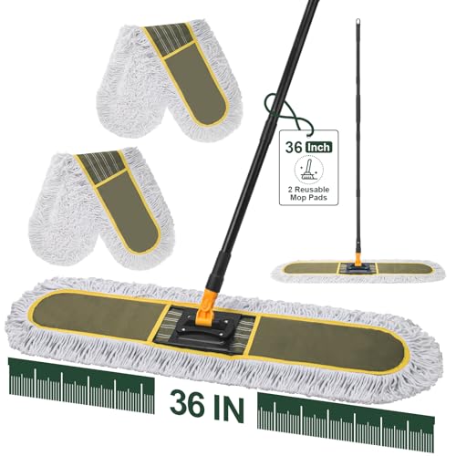 Image of 36 inch Commercial Dust Mops for Floor Cleaning with Replacement Mop Pad, Heavy Duty Large Dust Mop for Hardwood Floors,Industrial Floor Duster Wet Dry Mop for Office Garage Warehouse Factory Mall