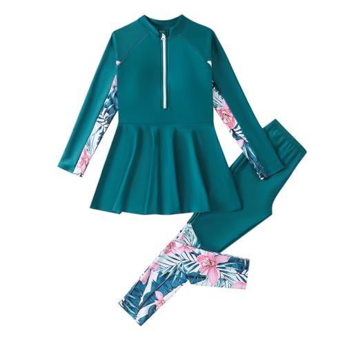 Bañador modesto infantil para niña con pantalón largo y camiseta para natación segura