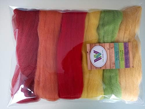 Assorted Colours* 100% Merino Wool Tops for Wet & Dry Felting, Roving Wool Tops, Packs of 60 Grams (Grey 60 g)