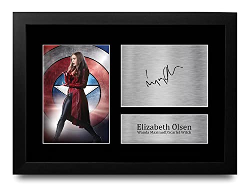 Cadre photo autographe Elizabeth Olsen WandaVision de qualité supérieure pour bureau