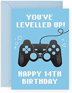 Central 23 Fun 15th Birthday Card for Boys - 'You've Levelled Up!' - Happy Fifteenth Birthday - Fifteen Year Old - Age 15 - Blue Greeting Card for Gamers - For Teenager - Son, Grandson, Him