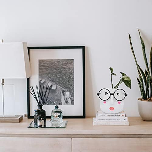 KOOYAT Succulent Plant Pot Flower Pot Coming with Marker Pen to DIY Cute Faces Pack 1 Plant Pots Indoor with Extented Nose and Ears to Hold Eyeglasses for Desk or Room Decor but Plants not Included