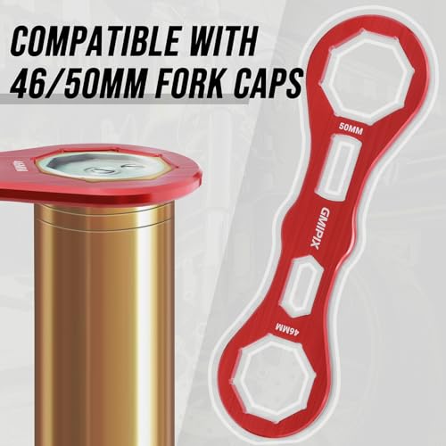 Image of 46mm 50mm Fork Cap Wrench for Octagonal Motorcycle Fork Tube Cap Bolts Install and Removal Tool (Red)