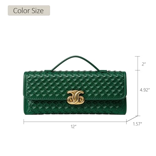 Image of JYG Woven Handbag for Women Fashion Evening Shoulder Bag PU Leather Handmade Clutch Purse Casual Crossbody Bags 2024