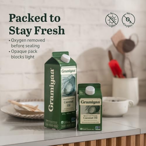 Image of Gramiyaa Cold Pressed Coconut Oil 500 ML | Traditionally Extracted | Chemical-free, Zero Trans-fat Cooking oil | Unrefined oil | Kachi Ghani Coconut oil for Cooking