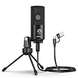 FIFINE USBマイク コンデンサーマイク PC用マイク ネット通話 ゲーム配信 在宅勤務 ボイズチャット 単一指向性 音量調節可能 三脚マイクスタンド付属 パソコンのWindows/Mac対応 ブラック K669B