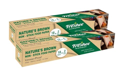 Image of Freshee Pack of 2 Food Wrapping Paper for Baking, Non-Stick Food Paper, Multi-Purpose Organic Paper - Nature's Brown 20m x 300mm