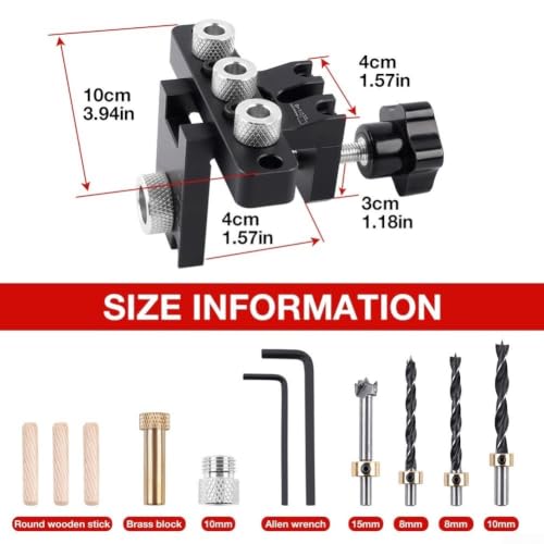 Herramienta perforadora 3 en 1 para madera con mangas de taladro intercambiables y tope 4