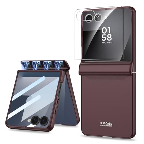 Image of Kapa Ultra Thin Back Cover for Galaxy Z Flip7 / Z Flip 7 | with [Magnetic Hinge Protection] and Inbuilt Glass Window Protection (Wine Red)