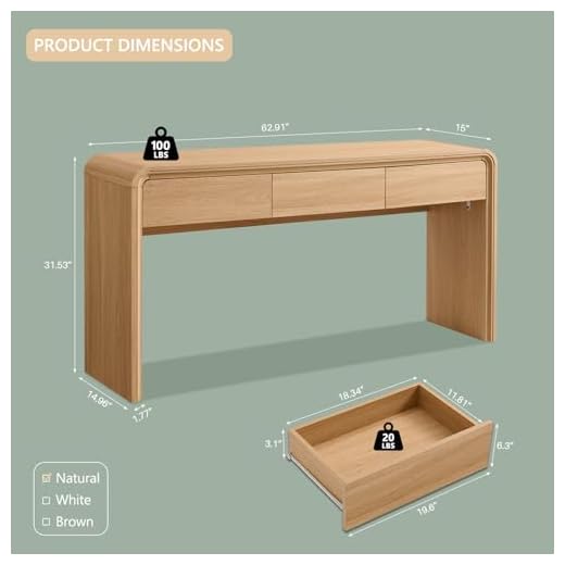 Modern 63'' Console Table with Storage
