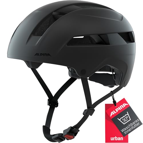 Alpina SOHO - Extrem Robuster, Leichter & Individuell Anpassbarer Urban Fahrradhelm Für Erwachsene, Black matt, 55-59 cm