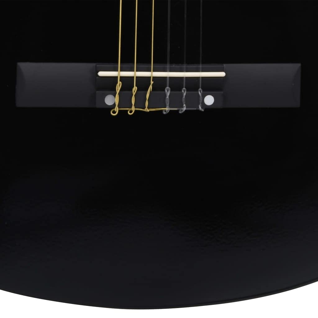 Guitarra clásica para principiantes y niños, 1/2 pulgadas, 34 pulgadas, color negro, con funda de madera de tilo y cuerda de nailon para escuela, enseñanza, jugar y practicar en escenarios y