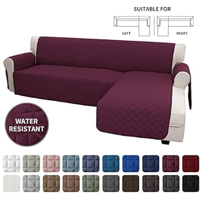 Easy-Going Sofa Slipcover L Shape Sofa Cover Sectional Couch Cover Chaise Lounge Slip Cover Reversible Sofa Cover Furniture Protector Cover for Pets Kids Children Dog Cat (Large,Wine/Wine)