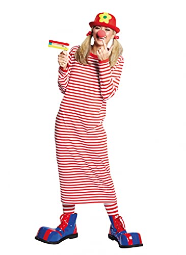 PartyXPeople Rivel-Shirt Langarm | langes Clownskleid | geringeltes Clownskostüm | rot-weiß 14868 - Gr. 5 (M)