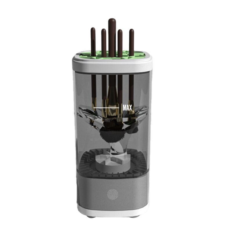 Electric Makeup Brush Cleaner Machine Automatic Deep Cleaning (Glossy) | USB Powered, Automatic Fast Dry, Adjustable Timer, 1200RPM High-speed Spin, IPX5 Waterproof, 7 Slots Fits All Brush Sizes