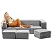 Jaxx Zipline Convertible Sleeper Sofa & Three Ottomans/California King-Size Bed, Pewter