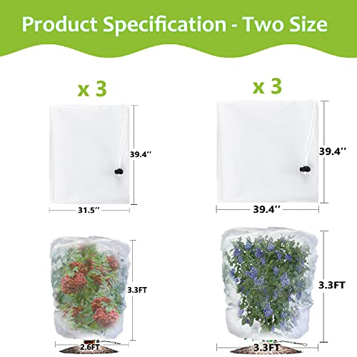 Fruit Tree Netting For Garden, 6 Packs 2 Size Garden Netting Pest Barrier, Bird Netting, Plant Netting, Blueberry Netting, Bug Insect Netting For Garden Protection, Garden Mesh Netting With Drawstring #TOP1