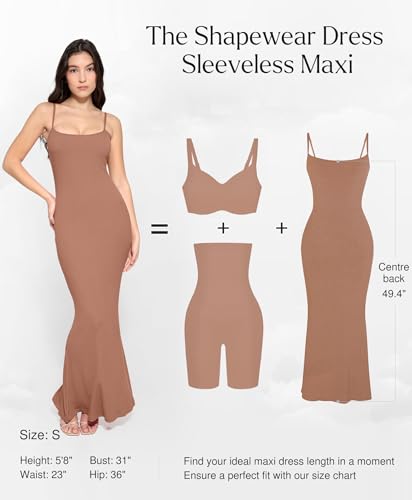 Image of Popilush Maxi Bodycon Dress with Built in Bra, Long Shapewear Dresses | Tummy Control, Floor-length, Formal Occasions, Wedding Guest and Engagement