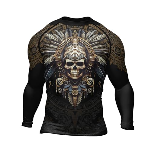 Aztec Men’s Slim Fit Compression Shirts Long Sleeve Rash Guard Sport Tops for MMA BJJ Jiu-Jitsu Workout2