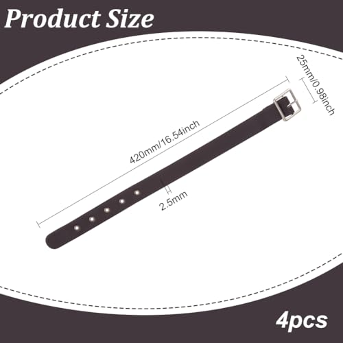 FINGERINSPIRE 4 Pcs Traditional Kilt Extender Straps Imitation Leather Cuff Belt Buckles 16.5x1 Coconut Brown Leather Adjustable Belt with Metal Square Buckle Women's Belt for Coat Dress2