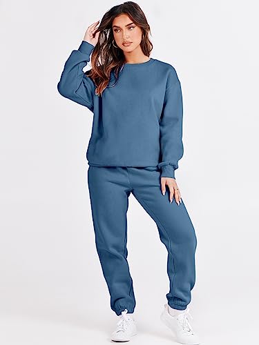 ANRABESS Women's Two Piece Outfits Sweatsuit Lounge Set Long Sleeve Crewneck Sweatshirt Jogger Pants Tracksuit 2025 Fall Sets2