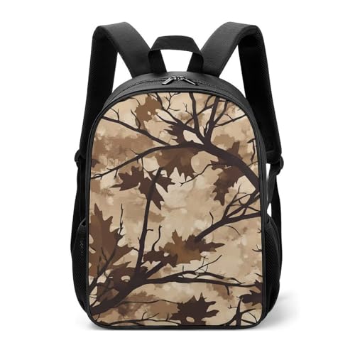 Camouflage Winter Tree Travel Backpack Casual Daypack Shoulder Bag with Adjustable Shoulder Straps for Hiking