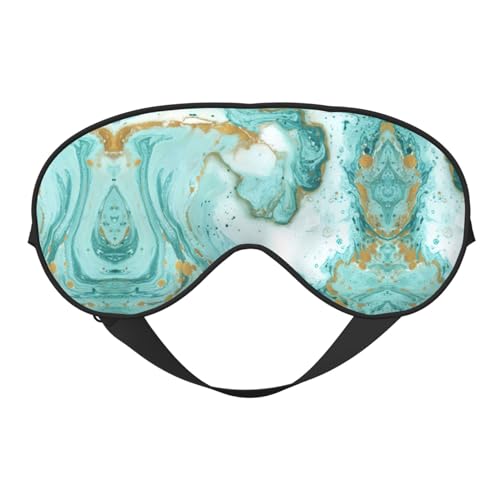 Máscara de ojos unisex con estampado de mármol turquesa y dorado, suave y cómodo, para viajes, yoga, trabajo por turnos