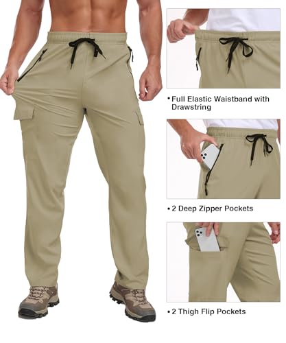 Mens Hiking Pants Cargo Waterproof UPF 50+ Lightweight Quick Dry with Zipper Pocket for Work Fishing HH240114