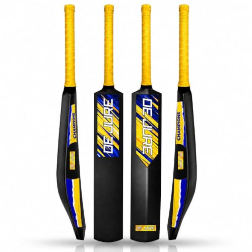 Image of De Jure Fitness Plastic Tennis Cricket Bat Full Size 35 x 4.5 Inch | 900g Lightweight Cricket Bat with Rubber Grip Handle | Indoor & Outdoor Tennis Ball Bat
