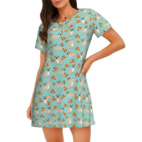 Chemise de nuit courte Pizza Party pour femme vêtement de nuit léger et doux en taille S au XL