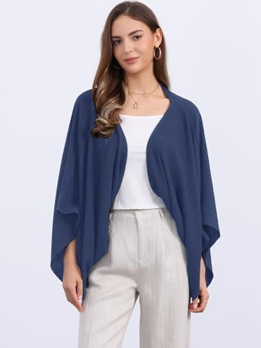 Image of Seta T Women's Linen Cardigan Spring Summer 3 /4 Sleeve Open Front Loose Cover Ups Lightweight Shrug