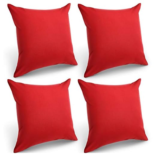 Boao Confezione da 4 federe decorative impermeabili per esterni, quadrate, per patio, balcone, giardino, rivestimento in PU, per divano, letto, patio, divano, tenda, 45 x 45 cm (rosso)