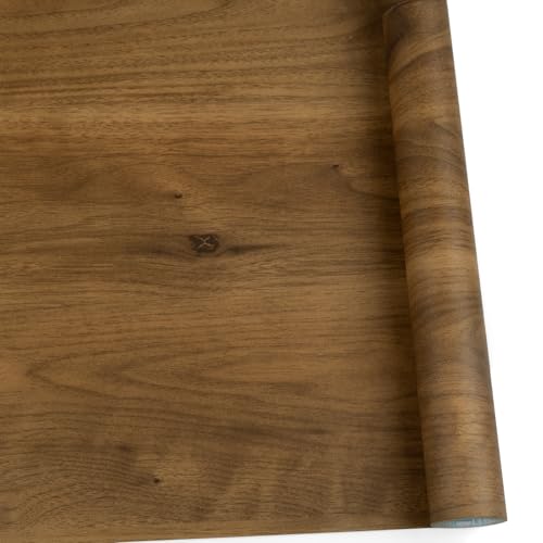 Abyssaly Papier Vinyle Adhesif pour Meuble Effet Bois, Film Autocollant Meuble Cuisine Marron 30 cm...
