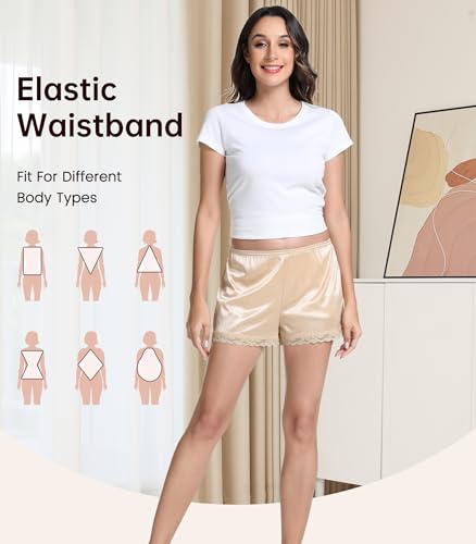 Image of NACHILA Women's Lace Trim Half Slip Shorts Under Skirt Pettipants Bloomer