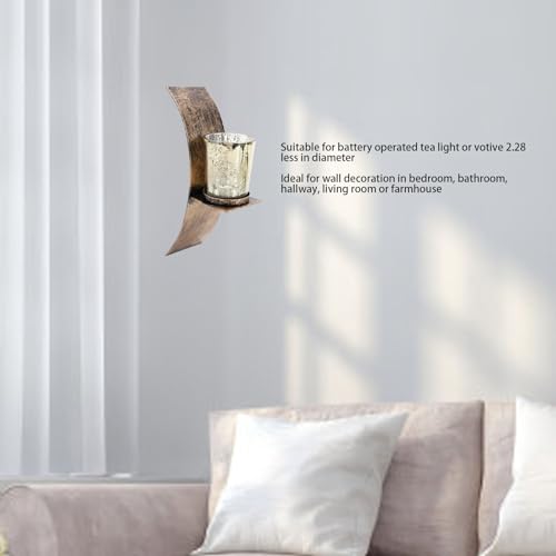 Portavelas de Pared Rústico de Hierro y Vidrio con Silueta Arqueada de 8 X 2,3 Pulgadas 3