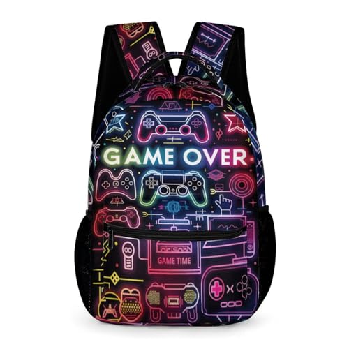 KOYI Neon Video Game Backpack for Boys, 16.5