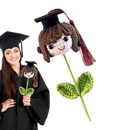 Bouquet De Flores De Crochet para La Graduación - BUNTIT Doble Milla con Mini Cap | Regalo De Graduación De Boho, Alternativa De Ramo De Bodas, Decoración De Graduación Universitaria, Favores De F