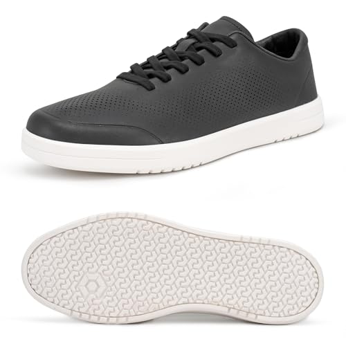 Image of Men's Barefoot Dress Shoes - Zero Drop Comfort Breathable Micro-Perforated Learher, No Break-in Needed, Slip-On Elastic Laces for Business & Travel