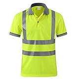 GOGO Men's Polo Shirts Hi Vis Short Sleeve Safety Work-wear Shirt-Yellow-XL