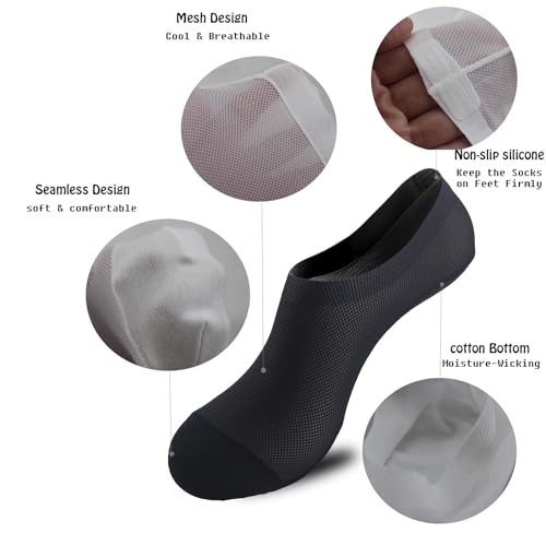 Image of Ultra Thin Non-Slip Nylon No-Show Liner Socks for Women | Barefoot Feel,Non-Slip Heel Grip,Ultra-Thin Invisible,For Sneakers /Dance /Hiking,Diabetic & Sensitive Feet Safe,Plus Sizes