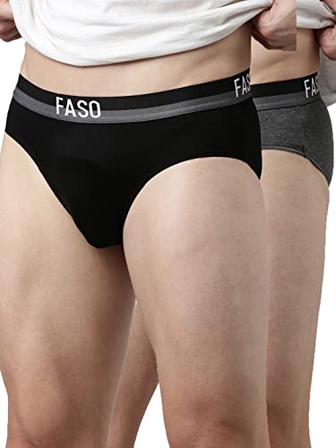 Image of FASO Men's Cotton Briefs | Ultra-Soft Durable Waistband | Modern Square Cut Fit | Tagless & Label-Free Comfort