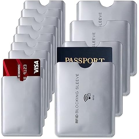 RFID Blocking Sleeves, RFID Card Holder Credit Card Sleeves Passport Sleeve RFID Identity Card Protector Holder for Credit Cards Identity Theft Protection Sleeve for ID Cards, Passport Protectors Cover