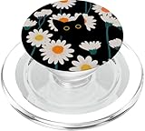 Aesthetic Black Cat Hiding Daisies For Cat Lover