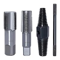RUNYU 4 Stück Rohrgewindebohrer Set, 1/2 und 3/4 Zoll Gewindeschneider, Doppelkopf Schraubenausdreher mit Metallstange, Profi Gewindebohrer für Reparaturgewinde