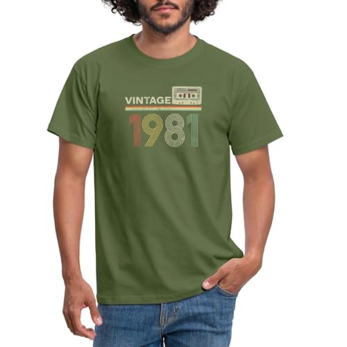 Spreadshirt Vintage 1981 Classic Rétro Année De Naissance 42 Ans T-Shirt Homme, XL, Vert Militaire Spreadshirt Vintage 1981 Classic Rétro Année De Naissance 42 Ans T-Shirt Homme, XL, Vert Militaire