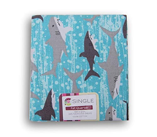 creative cutsFat Quarters - Sharks on Blue