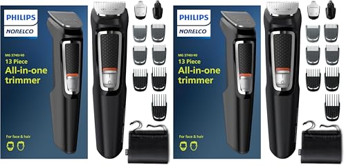 Image of Norelco Philips Multi Groomer - 13 Piece Mens Grooming Kit for Beard,face,Nose,and Ear Hair Trimmer and Hair Clipper - NO Blade Oil Needed,MG3740 /40,(Pack of 2)