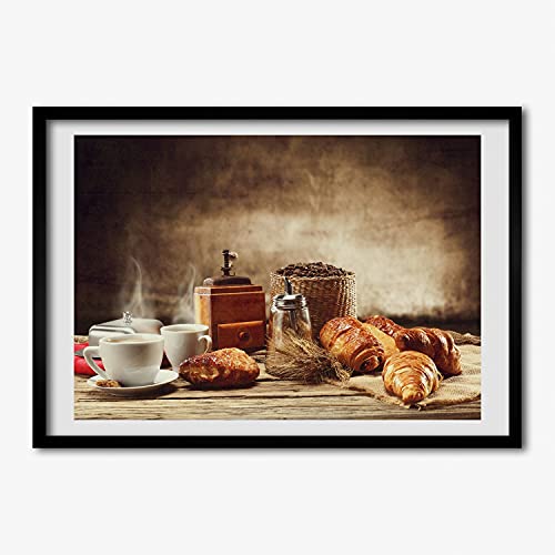 Tableau moderne Petit Déjeuner avec cadre en bois Tulup 70x50 pour cuisine
